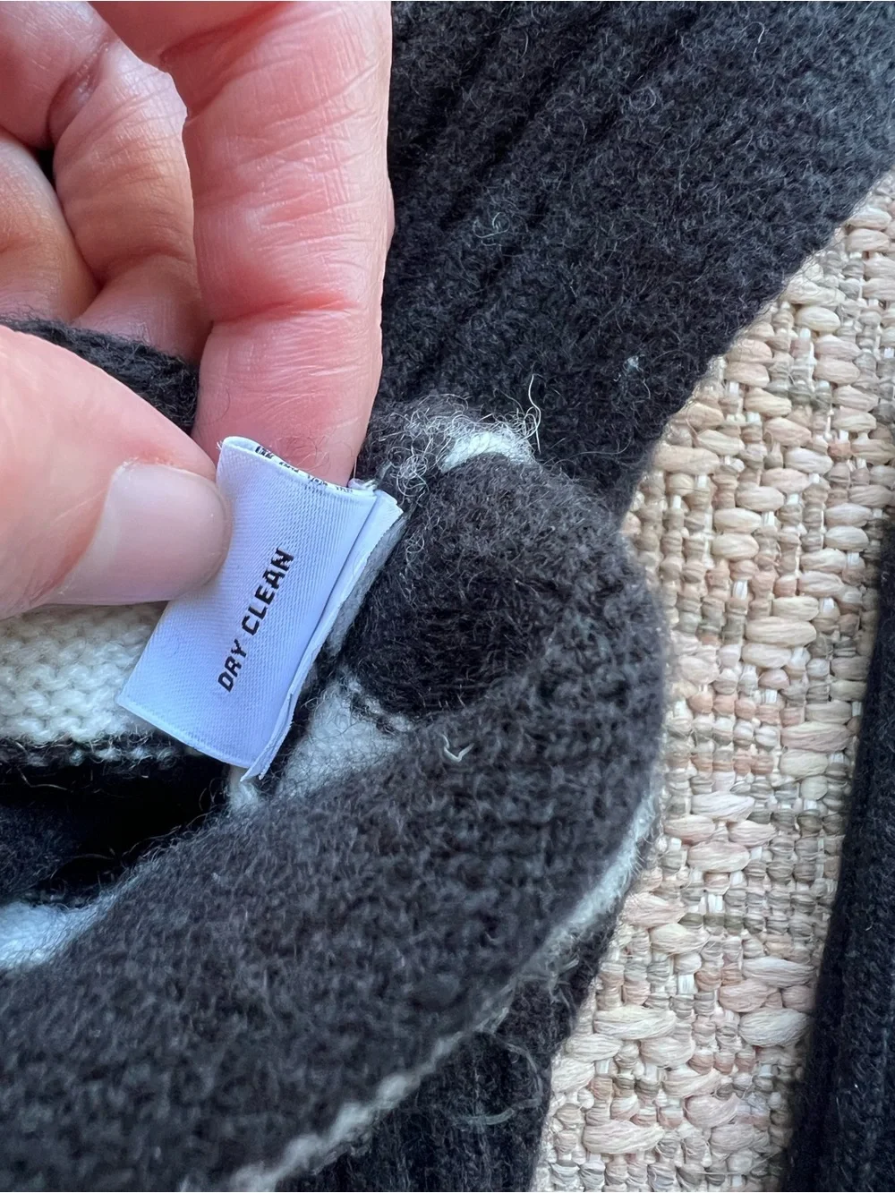 The Cashmere Project 100% Cashmere Sweater Large Black White Striped Turtleneck